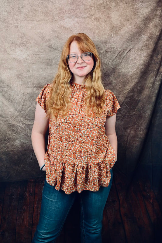 Rust Floral Top